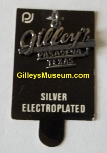 Gilley's Pasadena Texas (text) silver electroplated charm